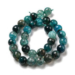 Dragon Vein Agate – Blue/Green, Faceted (12mm) - Uniq Perler - 112849