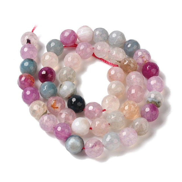 Dragon Vein Agat – Farve Mix, Facetteret (8mm) - Uniq Perler - 114119