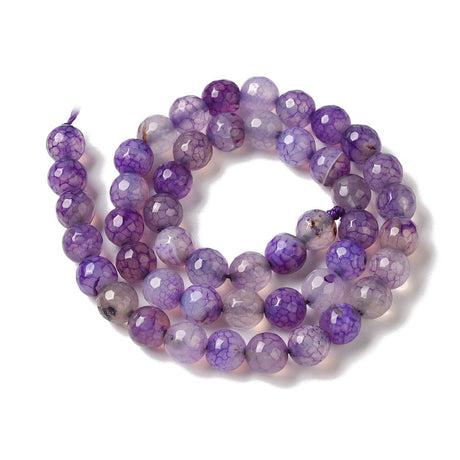 Dragon Vein Agat – Lilla, Facetteret (8mm) - Uniq Perler - 114285