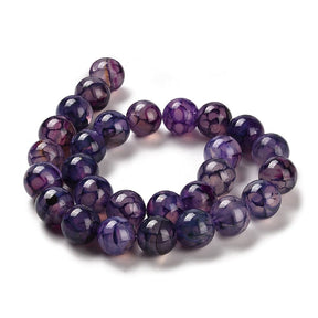 Dragon Vein Achat – Dunkel Lila, Rund (14mm) - Uniq Perler - 113888