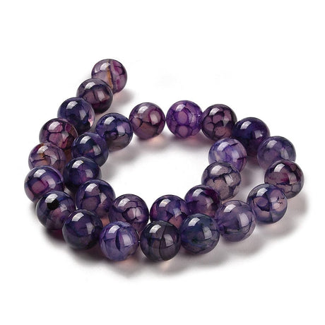 Dragon Vein Agat – Mørke Lilla, Rund (14mm) - Uniq Perler - 113888