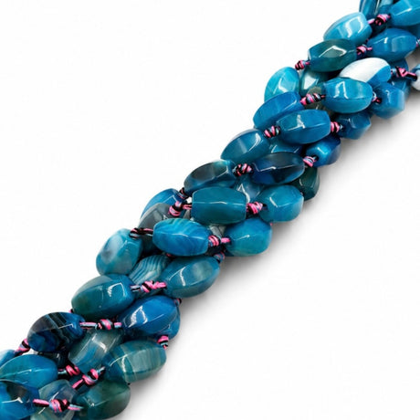 Dragon Vein Agat Perler – Blå, Lanterne (19~20x14~16mm) - Uniq Perler - 125086