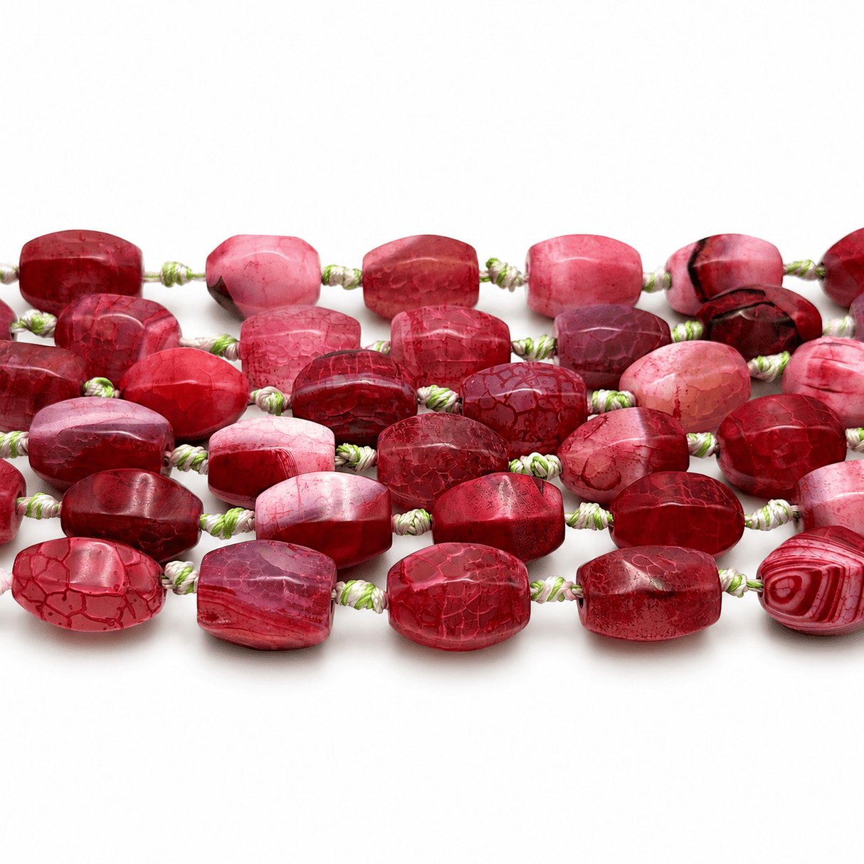Dragon Vein Agat Perler – Cerise, Lanterne (19~20x14~16mm) - Uniq Perler - 125098