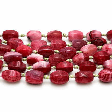 Dragon Vein Agat Perler – Cerise, Lanterne (19~20x14~16mm) - Uniq Perler - 125098