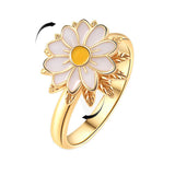 Drejelig Marguerit Ring Med Emalje (Anti Stress) – 18K Forgyldt Messing - Uniq Perler - 126219