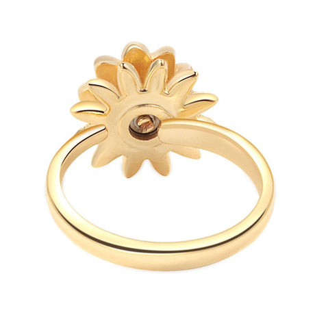 Drejelig Marguerit Ring Med Emalje (Anti Stress) – 18K Forgyldt Messing - Uniq Perler - 126219