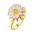 Drejelig Marguerit Ring Med Emalje (Anti Stress) – 18K Forgyldt Messing - Uniq Perler - 126219