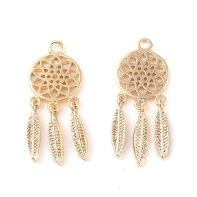 Dreamcatcher Pendant, gold-plated, (size 25x9 mm) - Uniq Perler - 113162