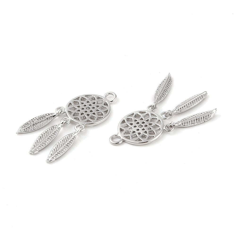 Drømmefanger Vedhæng, Platin Belagt, 25x9mm - Uniq Perler - 113163