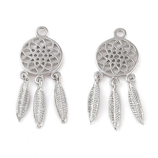 Drømmefanger Vedhæng, Platin Belagt, 25x9mm - Uniq Perler - 113163