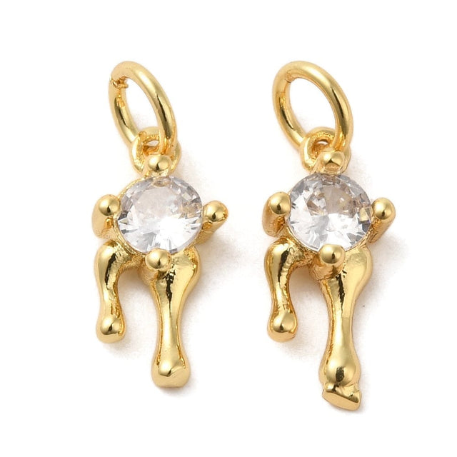 Drop Zirkonia Vedhæng, 18K Langtidsholdbar Forgyldning, 14x6mm - Uniq Perler - 113445