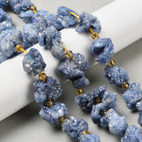 Druzy Agat Perler – Nuggets, Blå (10 - 16x12,5 - 15mm) - Uniq Perler - 117511