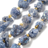 Druzy Agat Perler – Nuggets, Blå (10 - 16x12,5 - 15mm) - Uniq Perler - 117511