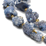 Druzy Agat Perler – Nuggets, Blå (10 - 16x12,5 - 15mm) - Uniq Perler - 117511