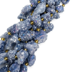 Druzy Agat Perler – Nuggets, Blå (10 - 16x12,5 - 15mm) - Uniq Perler - 117511