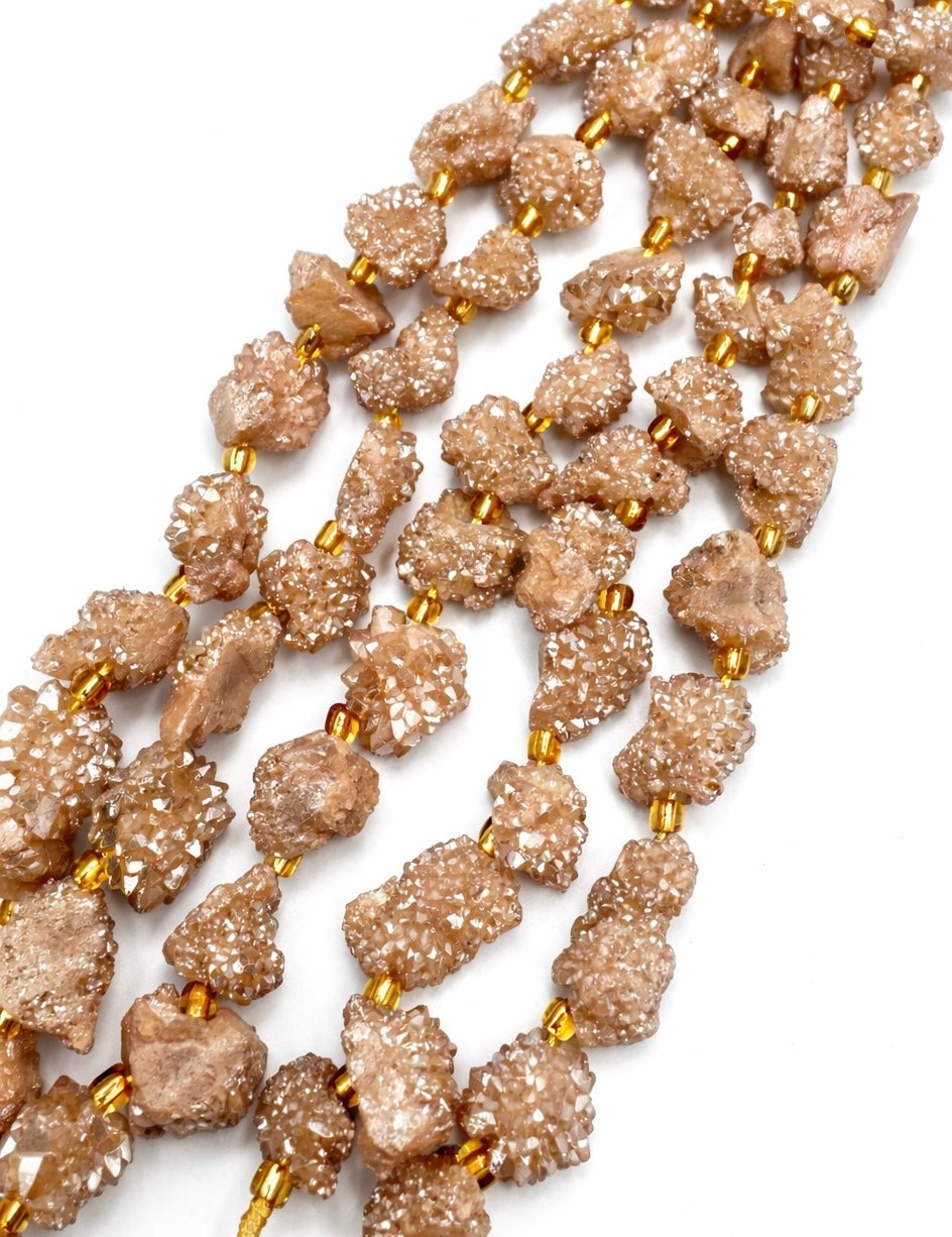 Druzy Agat Perler – Nuggets, Brun (10 - 16x12,5 - 15mm) - Uniq Perler - 117513