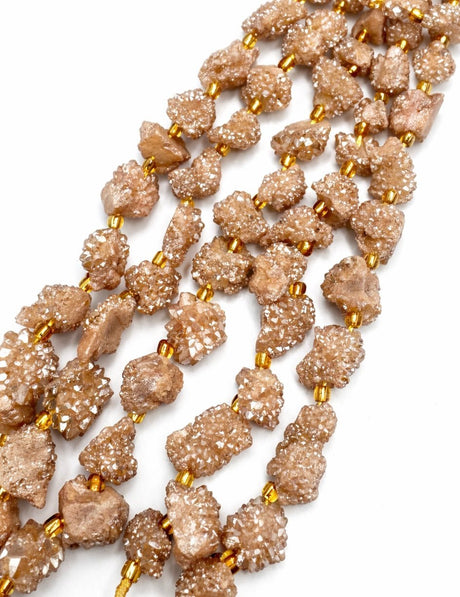 Druzy Agat Perler – Nuggets, Brun (10 - 16x12,5 - 15mm) - Uniq Perler - 117513