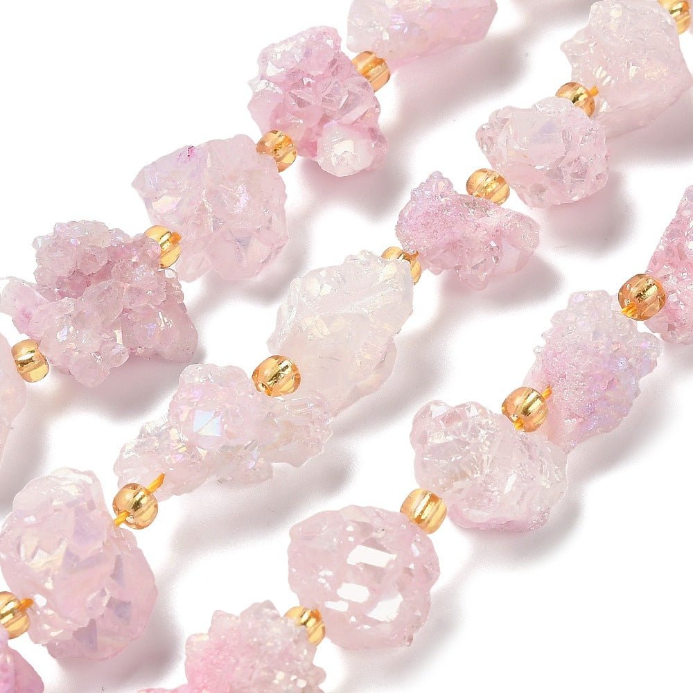 Druzy Agat Perler – Nuggets, Rosa (10 - 16x12,5 - 15mm) - Uniq Perler - 117512