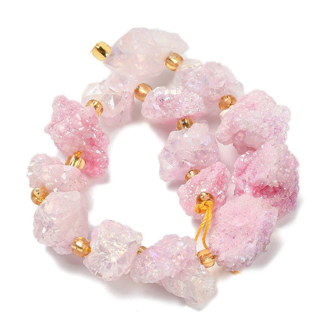 Druzy Agat Perler – Nuggets, Rosa (10 - 16x12,5 - 15mm) - Uniq Perler - 117512