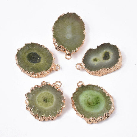 Druzy Agat Vedhæng, Grøn, (22 - 33mm) - Uniq Perler - 958473