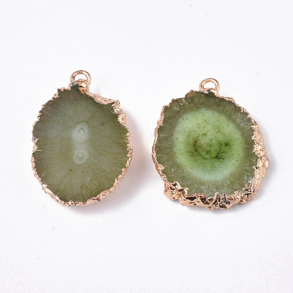 Druzy Agat Vedhæng, Grøn, (22 - 33mm) - Uniq Perler - 958473