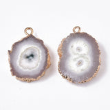 Druzy Agat Vedhæng, Hvid/Gylden - Uniq Perler - 3356446