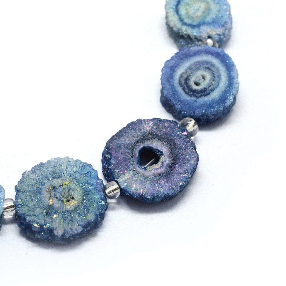 Druzy Kvarts Perler – Solar Kvarts Nuggets, Blå (13–22mm) - Uniq Perler - 115645