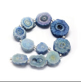 Druzy Kvarts Perler – Solar Kvarts Nuggets, Blå (13–22mm) - Uniq Perler - 115645