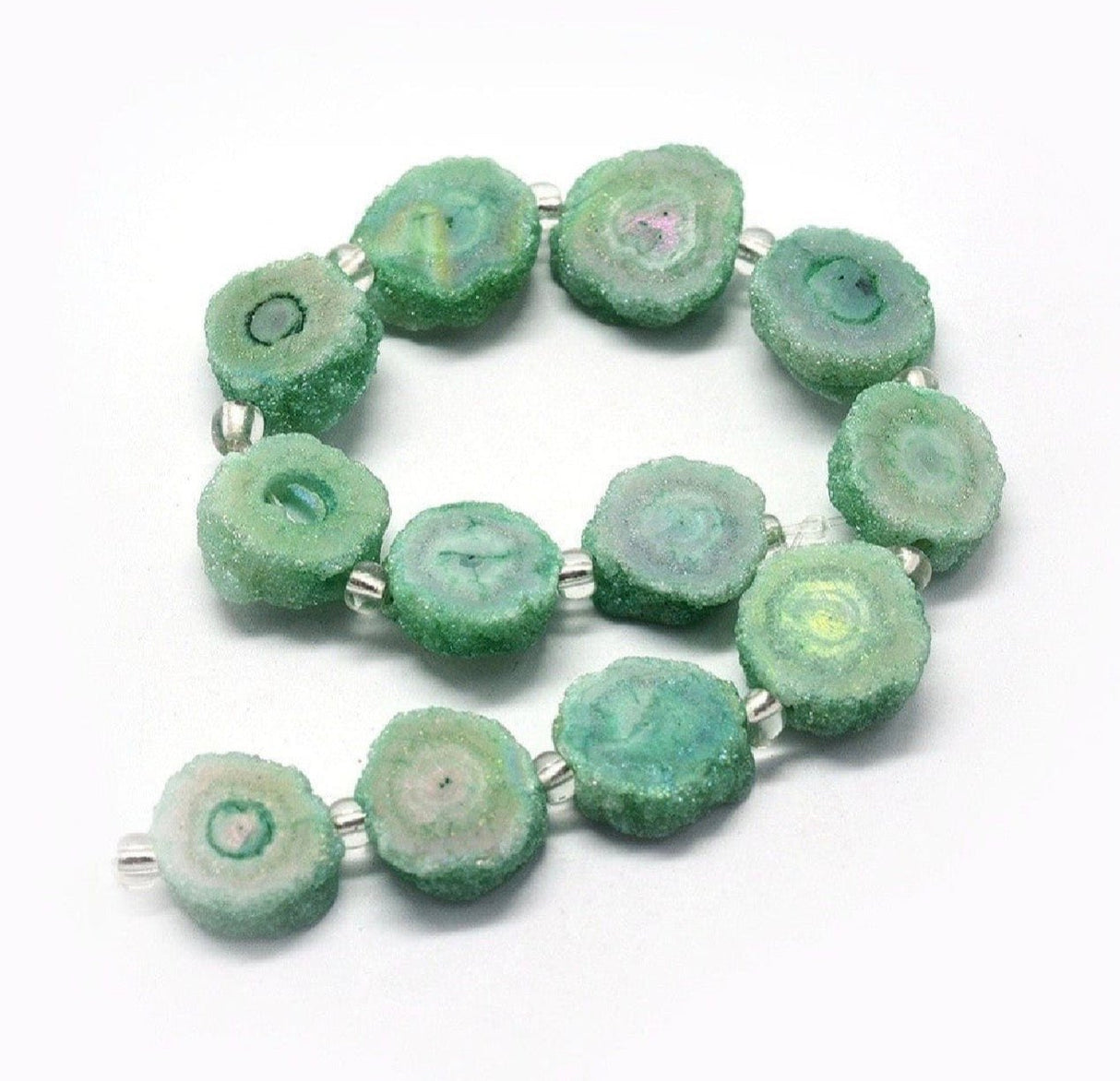 Druzy Kvarts Perler – Solar Kvarts Nuggets, Grøn (13–22mm) - Uniq Perler - 115646
