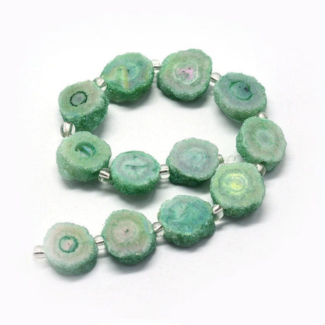 Druzy Kvarts Perler – Solar Kvarts Nuggets, Grøn (13–22mm) - Uniq Perler - 115646