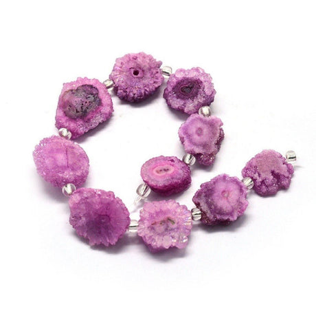 Druzy Kvarts Perler – Violet, Nuggets (14~22x13~20x4~6mm) - Uniq Perler - 120062