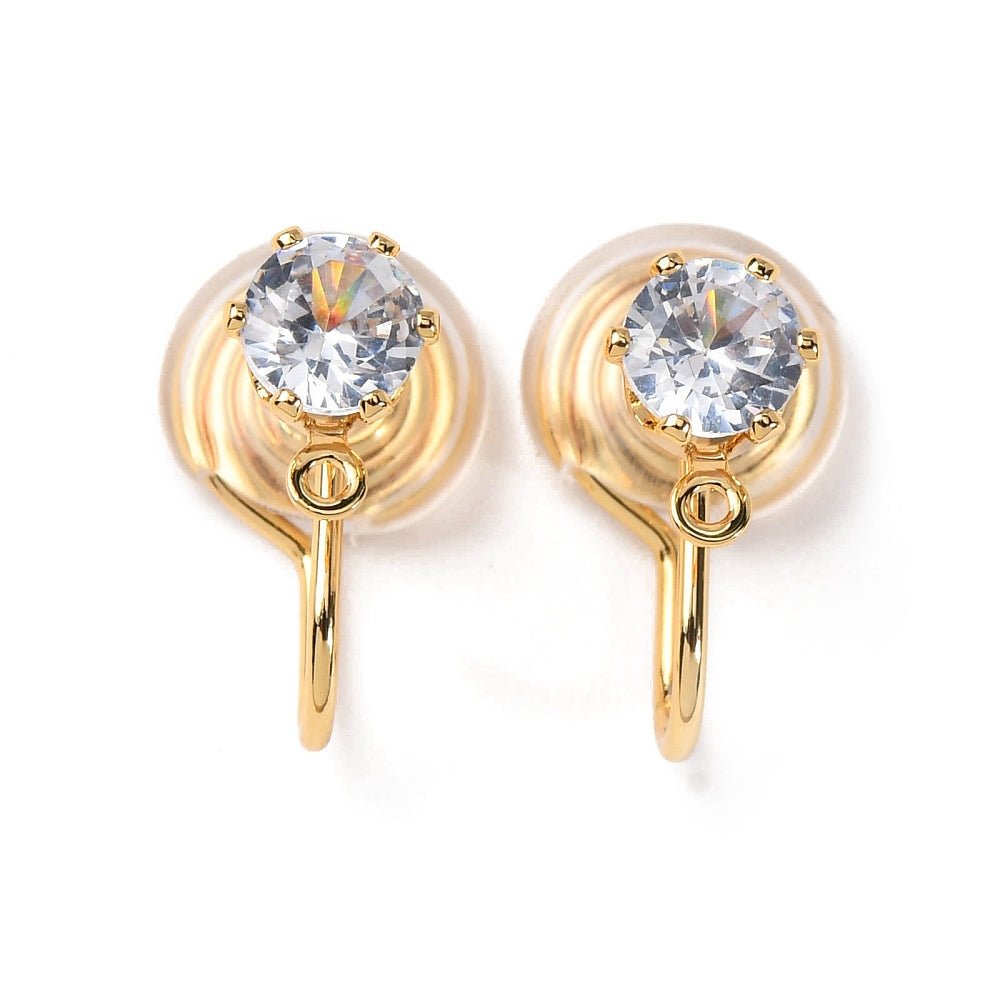 Ear Cuff with Zirconia – 18 Carat Gold-plated (15.5mm) - Uniq Perler - 