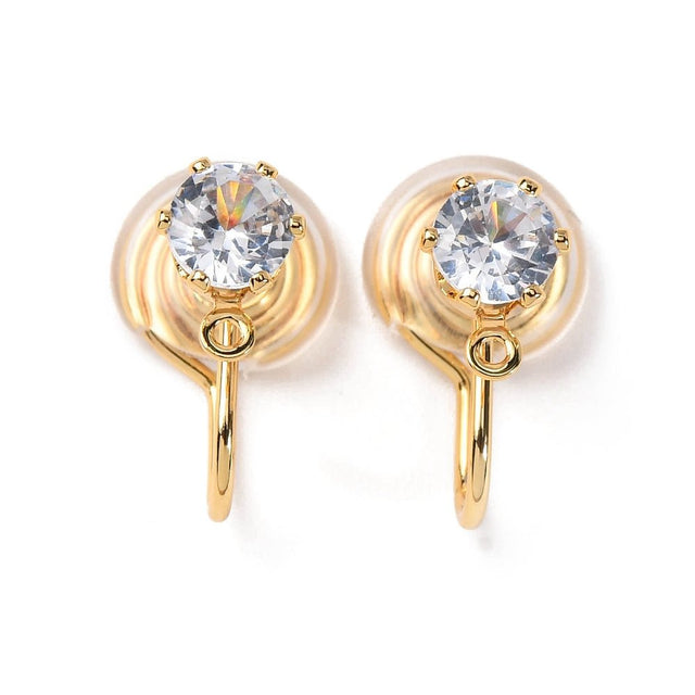 Ear Cuff with Zirconia – 18 Carat Gold-plated (15.5mm) - Uniq Perler - 