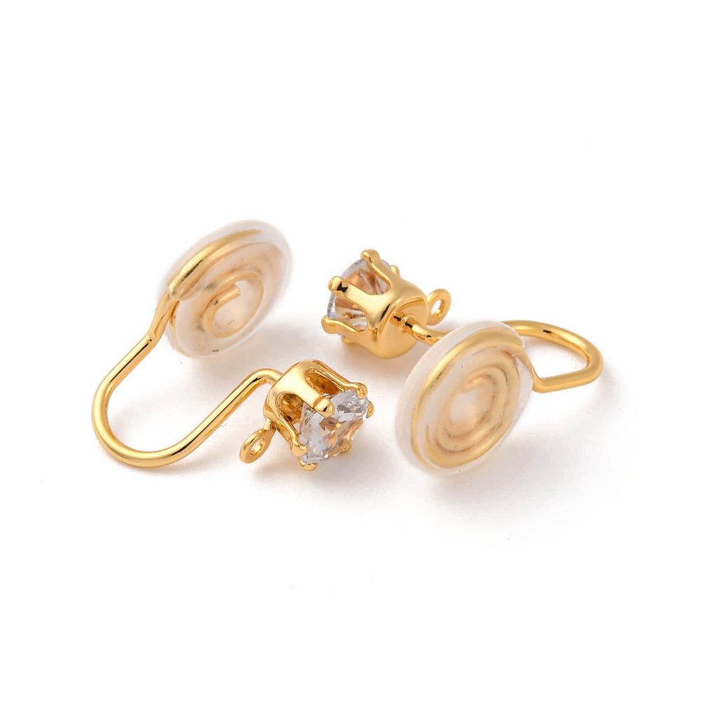 Ear Cuff with Zirconia – 18 Carat Gold-plated (15.5mm) - Uniq Perler - 