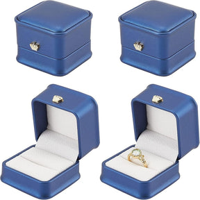 Exclusive Blue PU Leather Jewelry Box (6x6x5cm) - Uniq Perler - 903848