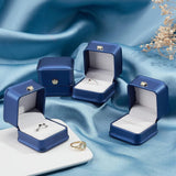 Eksklusiv Blå PU Læder Smykkeæske (6x6x5cm) - Uniq Perler - 903848