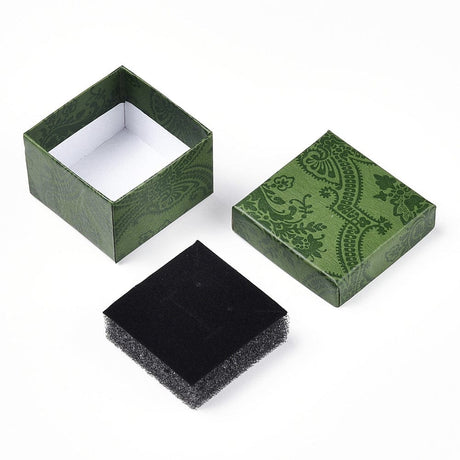 Eksklusive Gaveæsker Med Print, Grøn, (5x5x3,5 cm), 6 Stk - Uniq Perler - 112851