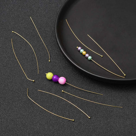 Ekstra Lange Perlestave Med Rundt Hoved – Forgyldt (0,7x70mm), 25 stk. - Uniq Perler - 585865