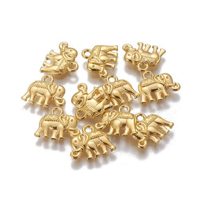 Elefant Vedhæng, Forgyldt, 12x14,5x2,5mm, 10 Stk - Uniq Perler - 9347273