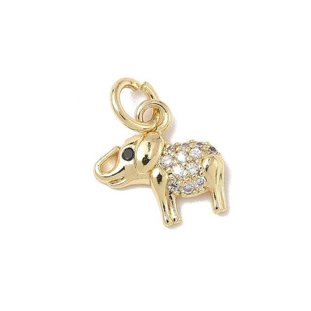 Elefant Vedhæng Med Zirkonia Sten - 18K Forgyldt (11x11x2mm) - Uniq Perler - 115557