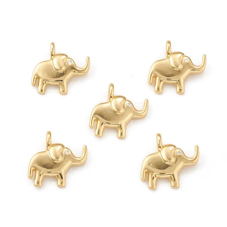 Elefant Vedhæng Med Zirkonia Sten, 18K Langtidsholdbar Forgyldning, 15x16mm - Uniq Perler - 0000014822