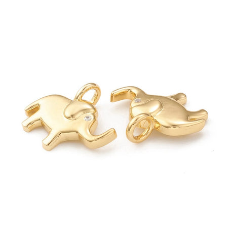 Elefant Vedhæng Med Zirkonia Sten, 18K Langtidsholdbar Forgyldning, 15x16mm - Uniq Perler - 0000014822