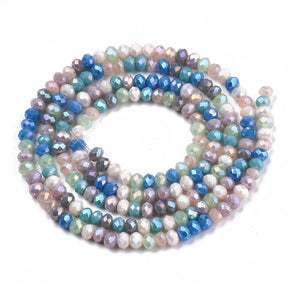 Electroplated Glass Beads, Faceted, (3x2.5mm) - Uniq Perler - 111162