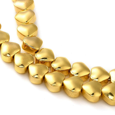 Elektroplatede Glasperle Hjerter – Forgyldt (6x6,5x4mm) - Uniq Perler - 793808