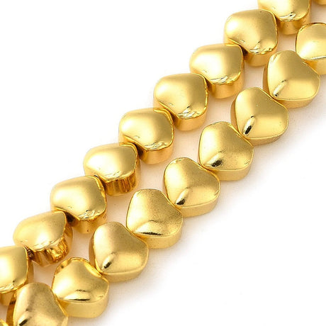 Elektroplatede Glasperle Hjerter – Forgyldt (6x6,5x4mm) - Uniq Perler - 793808