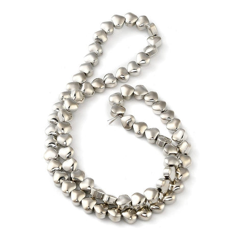 Elektroplatede Glasperle Hjerter – Platin Farvet (6x6,5x4mm) - Uniq Perler - 164992