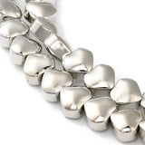 Elektroplatede Glasperle Hjerter – Platin Farvet (6x6,5x4mm) - Uniq Perler - 164992