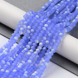 Elektroplatede Glasperler, Blå, Rondel,(4x4,5mm) - Uniq Perler - 111392