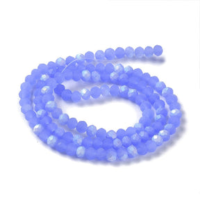 Elektroplattierte Glasperlen, Blau, Rondell, (4x4,5mm) - Uniq Perler - 111392