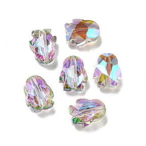 Electroplated Glass Beads – Faceted Penguin (8x6.5x4.5mm) 6 pcs. - Uniq Perler - 